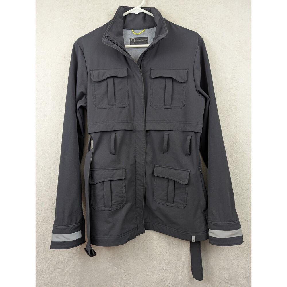 Novara Edgewatetr Bike Jacket sz M gray zips stretchy lightweight belted 0915